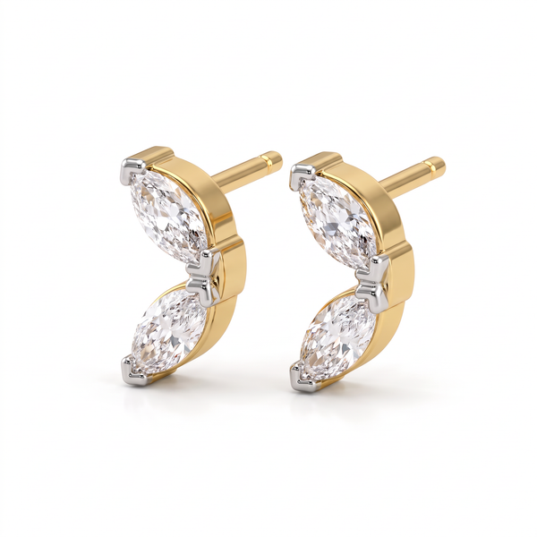 Two Stone Marquise Wing Lab Grown Diamond  Upper Lobe Piercing Studs