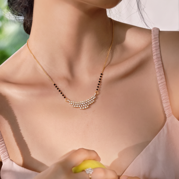 Tiered Geometric Diamond Bar Mangalsutra
