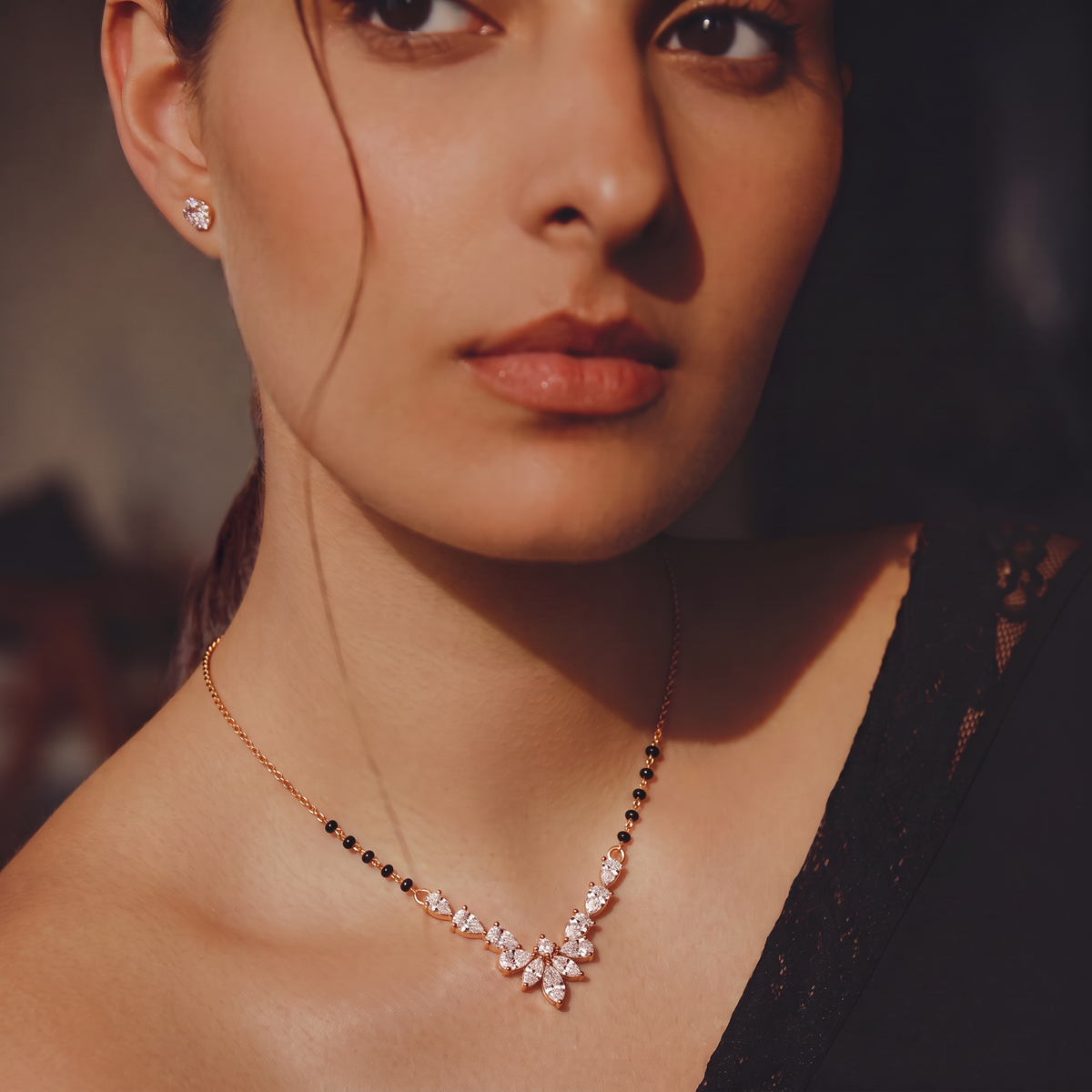 Marquise Chevron Floral Diamond Mangalsutra