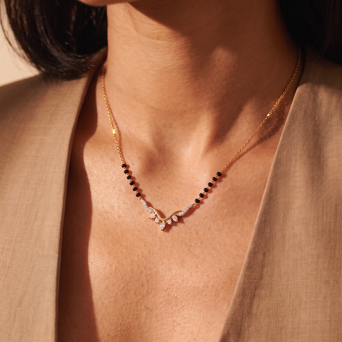 Chevron Diamond Tiara Mangalsutra
