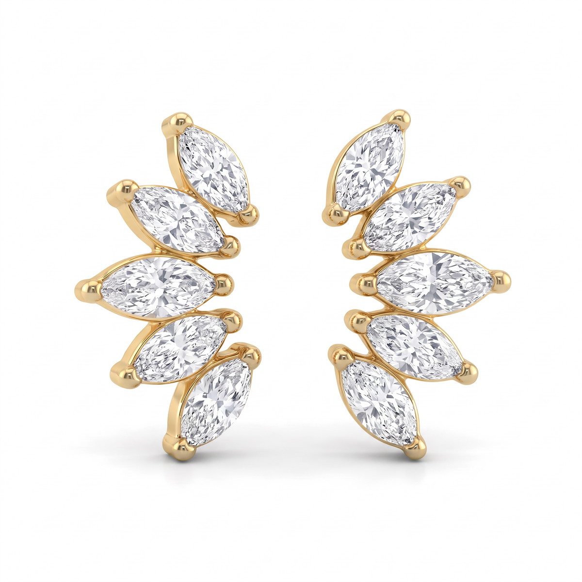 Luminous Arc Marquise Diamond Stud Earrings
