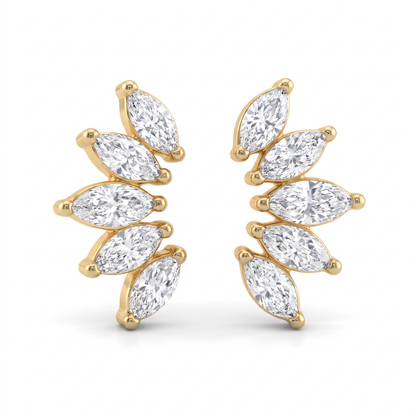 Luminous Arc Marquise Diamond Stud Earrings