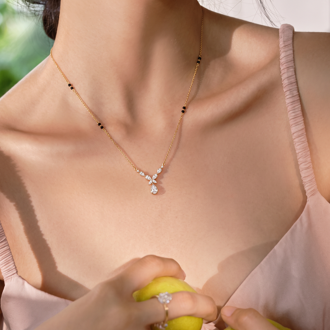 Floral Pear-Drop Diamond Mangalsutra