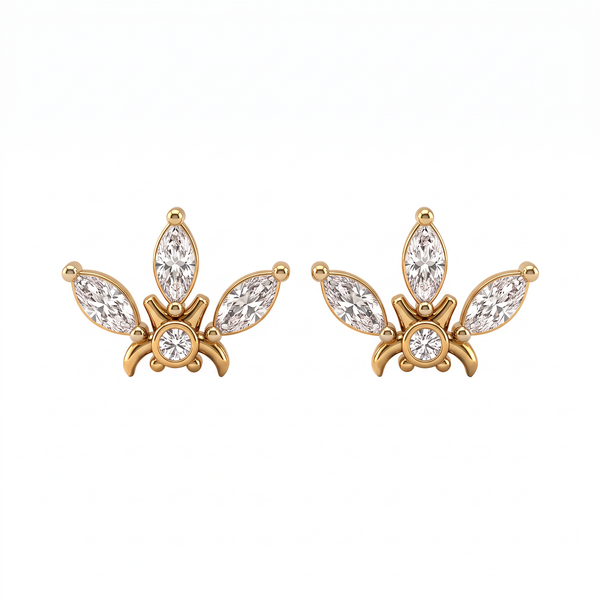 Elegant Tiara Motif Marquise Diamond Studs