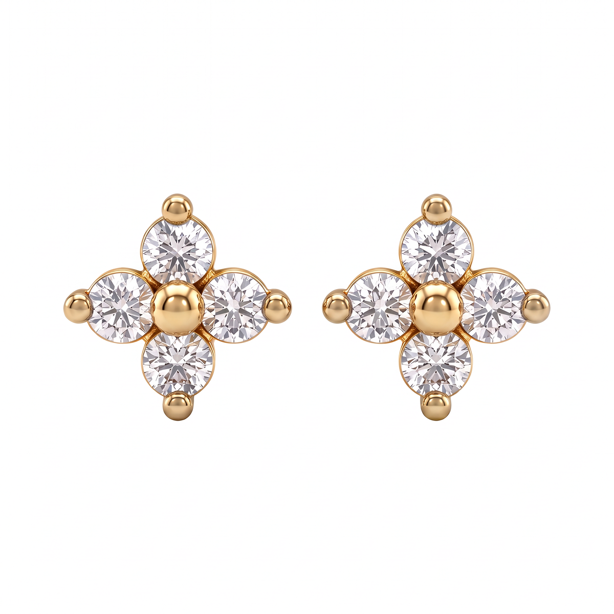 Dainty Four Stone Round Lab Grown Diamond Upper Lobe Piercing Studs