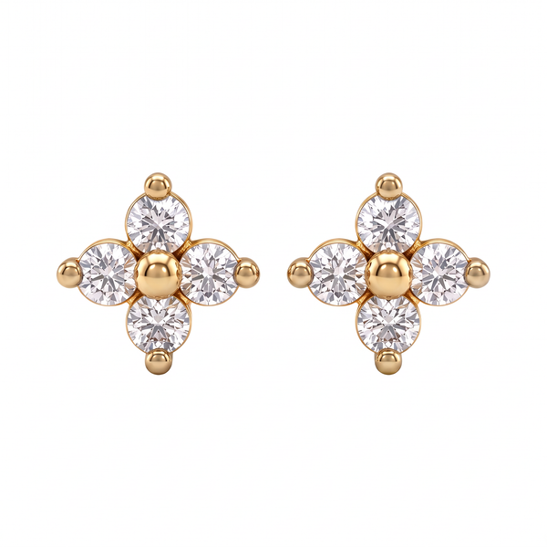 Dainty Four Stone Round Lab Grown Diamond Studs