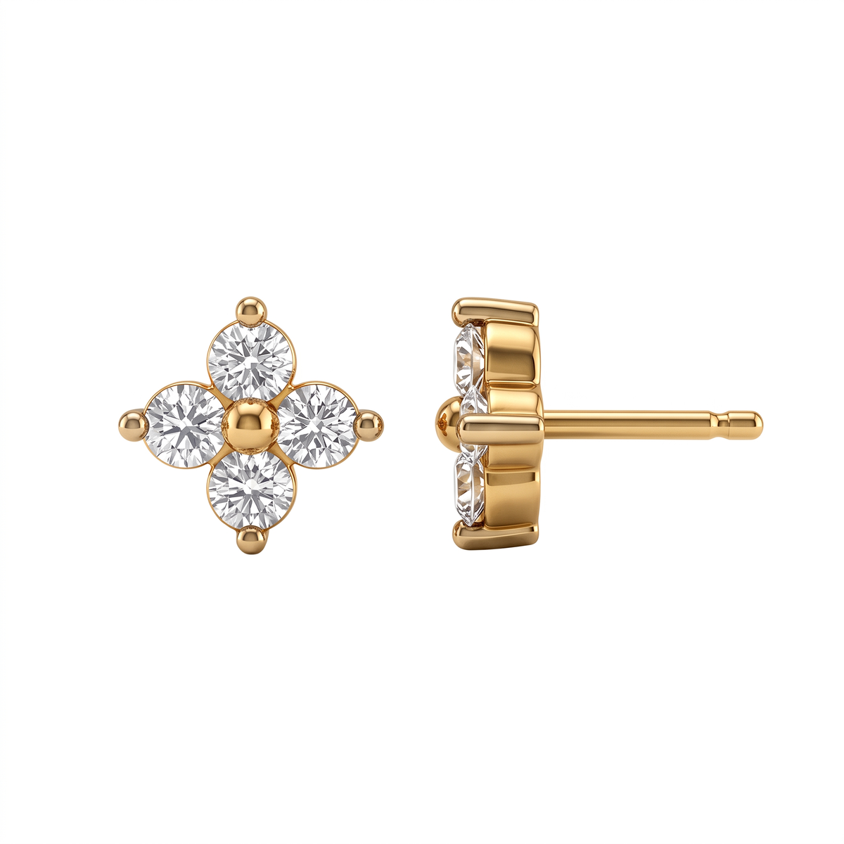 Dainty Four Stone Round Lab Grown Diamond Upper Lobe Piercing Studs