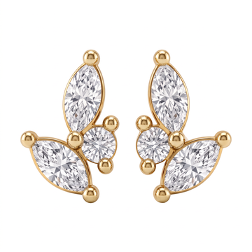 Delicate Butterfly Wing Marquise & Round Cut Lab Grown Second Hole Earrings