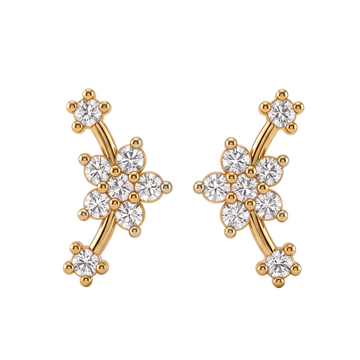 Floral Climber Round Lab Grown Diamond Second Piercing Studs