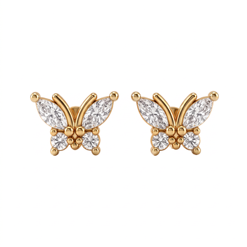 Butterfly Motif Marquise & Round Lab Grown Diamond Second Piercing Studs