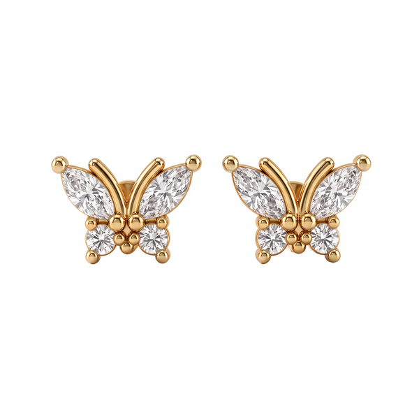 Butterfly Motif Marquise & Round Lab Grown Studs