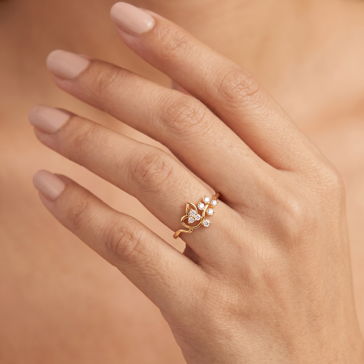 Botanical Leaf Vine Round Diamond Lab Grown Ring