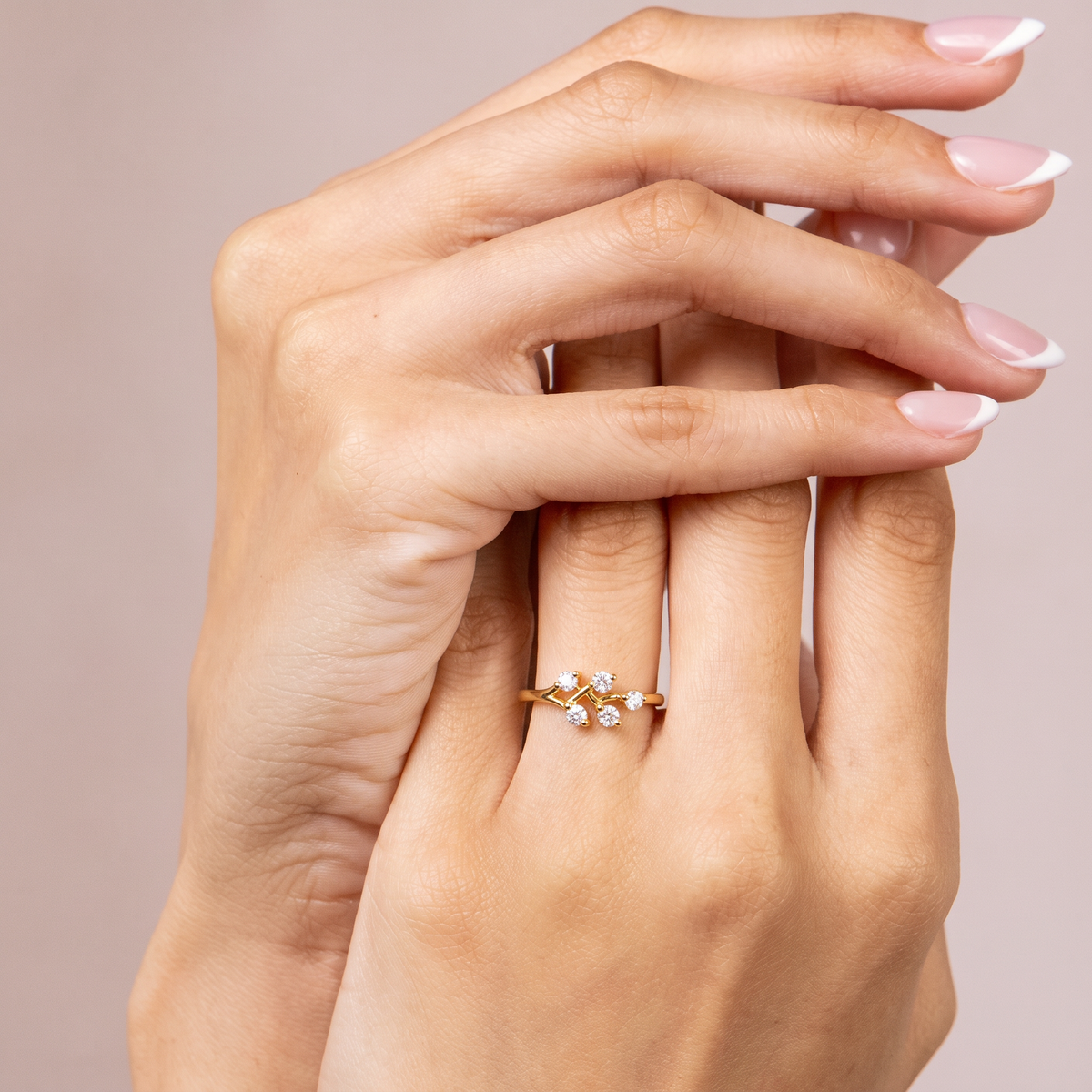 Whimsical Twig Cluster Round Lab Grown Diamond Ring