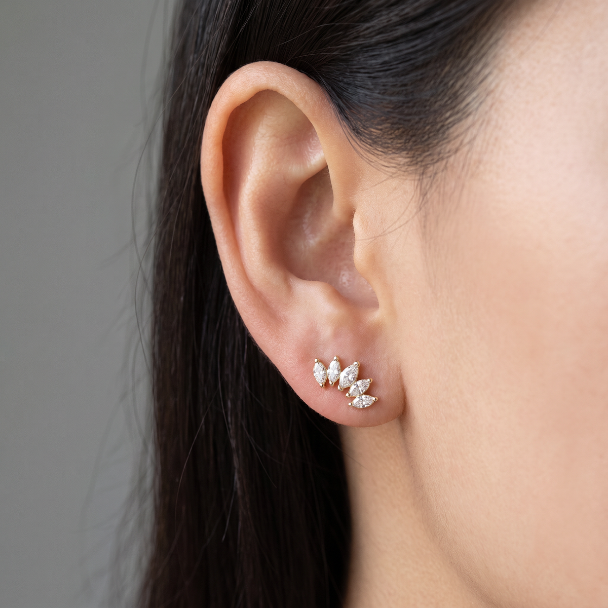 Luminous Arc Marquise Diamond Stud Earrings