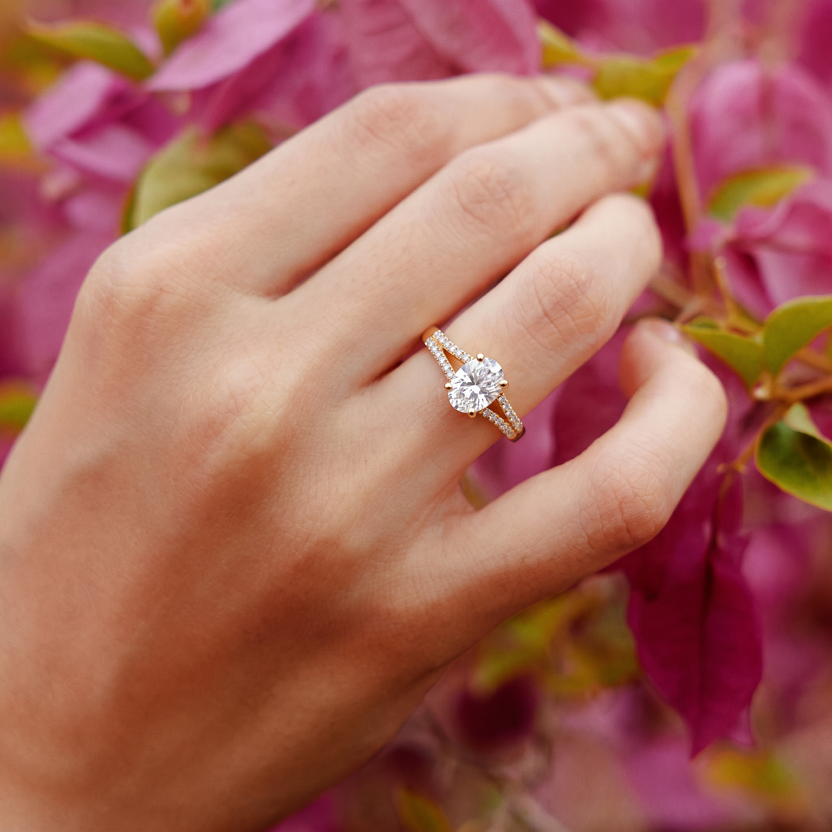 Split Shank Pavé Oval Solitaire Ring