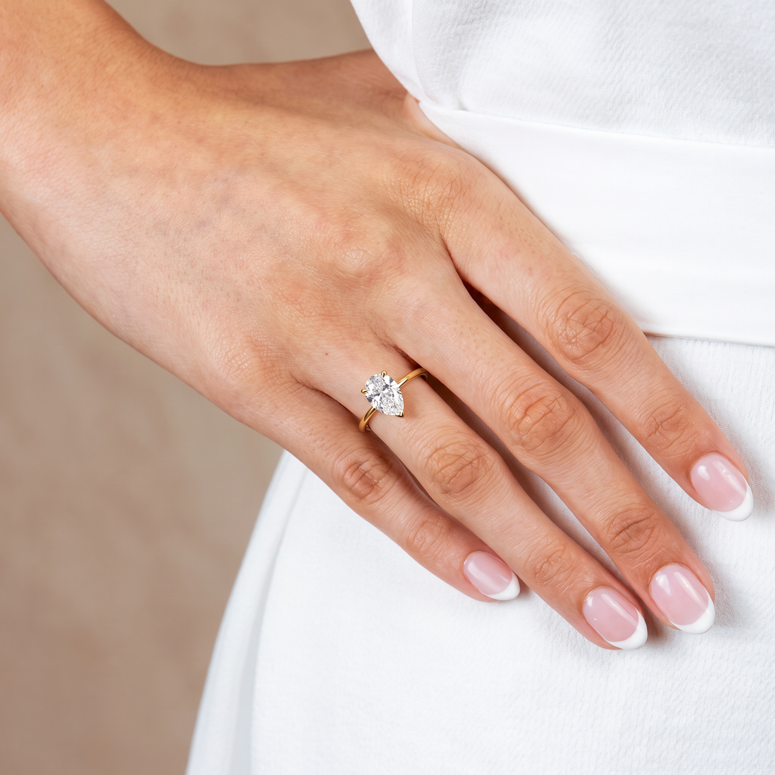 Classic Tapered Pear Solitaire Ring