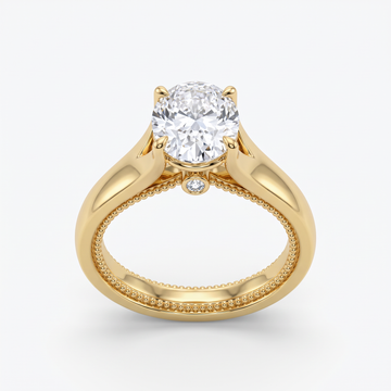 Cathedral Four-Prong Oval Solitaire with Hidden Bezel Diamond Ring
