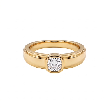 Step-Edge Bezel Cushion Solitaire Men's Ring