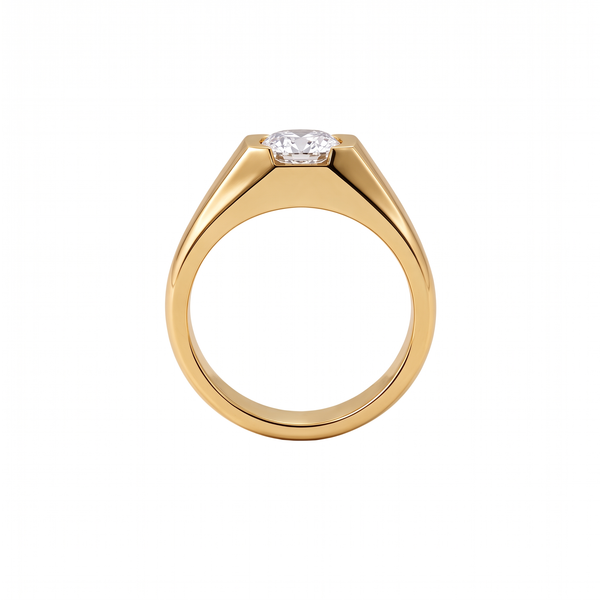 Beveled Signet Cushion Solitaire Men's Ring