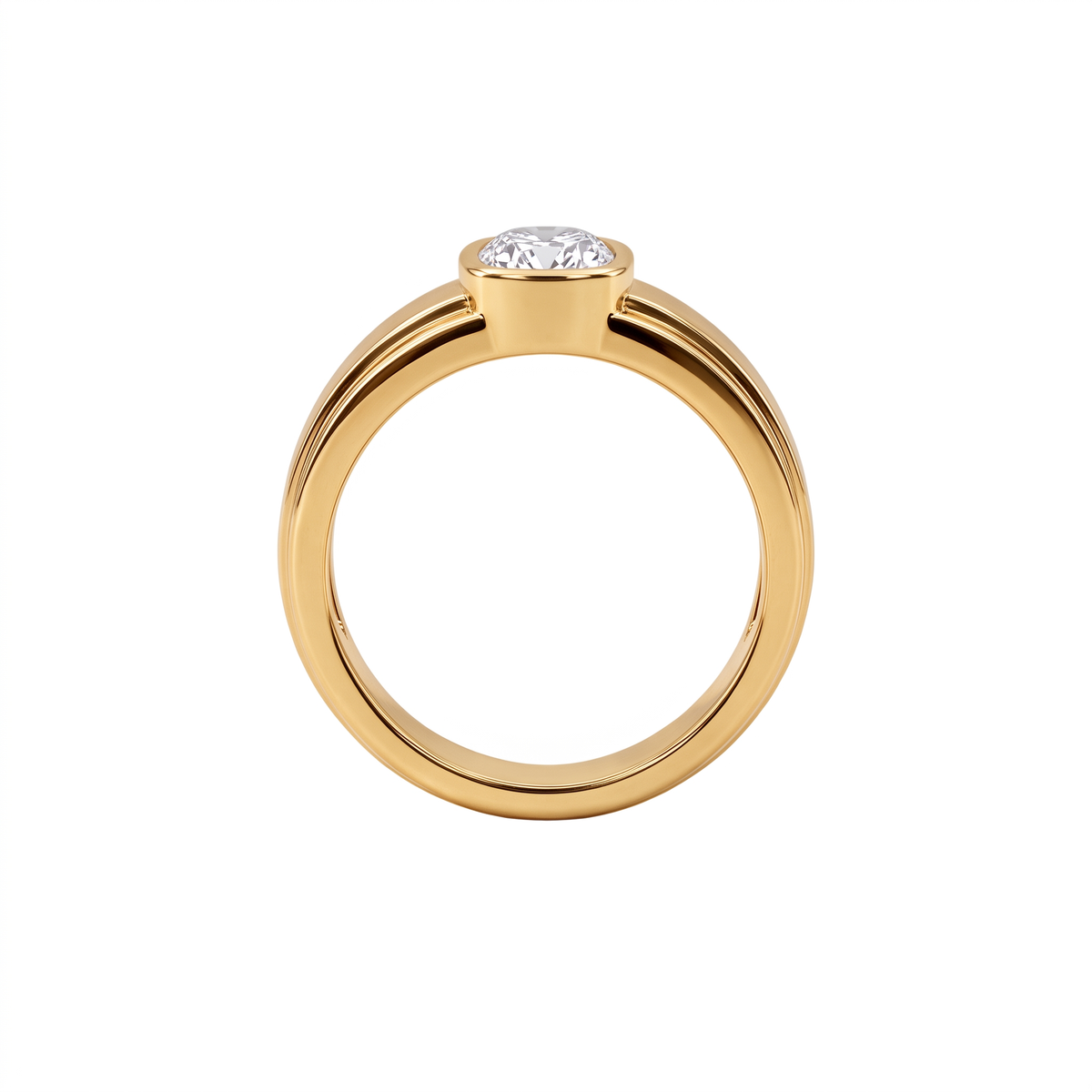 Step-Edge Bezel Cushion Solitaire Men's Ring