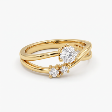 Crossover Double Band Round Diamond Ring