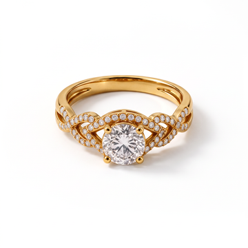 Twisted Infinity Pavé Shank Halo Round Diamond Ring