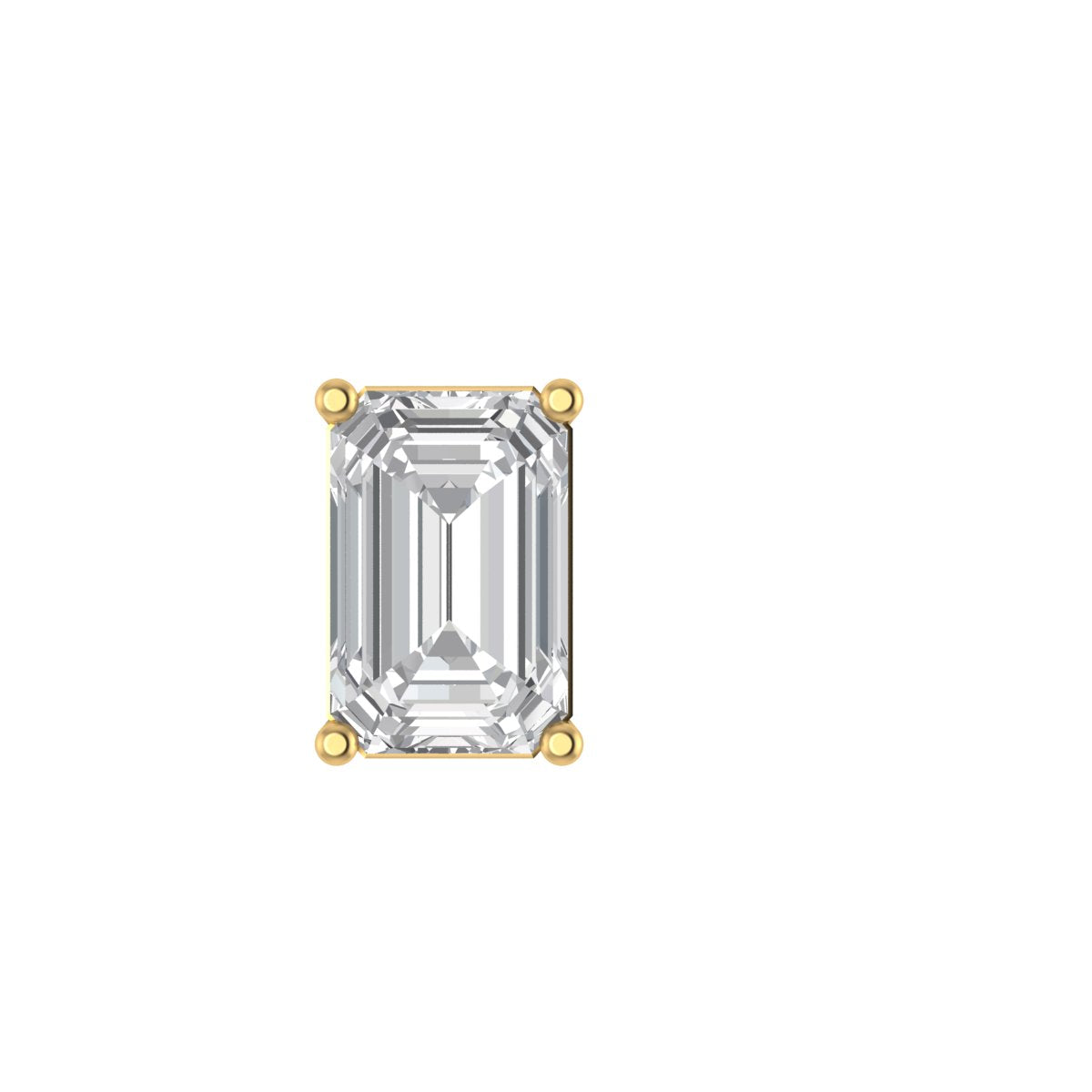 Four-Prong Emerald-Cut Lab Grown Diamond Stud