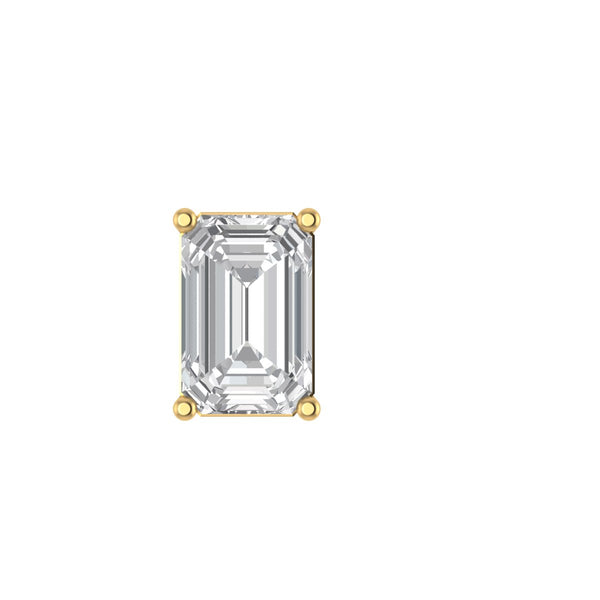 Four-Prong Emerald-Cut Lab Grown Diamond Stud