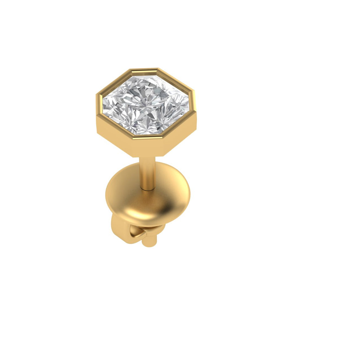 Geometric Asscher Solitaire Lab Grown Diamond Stud