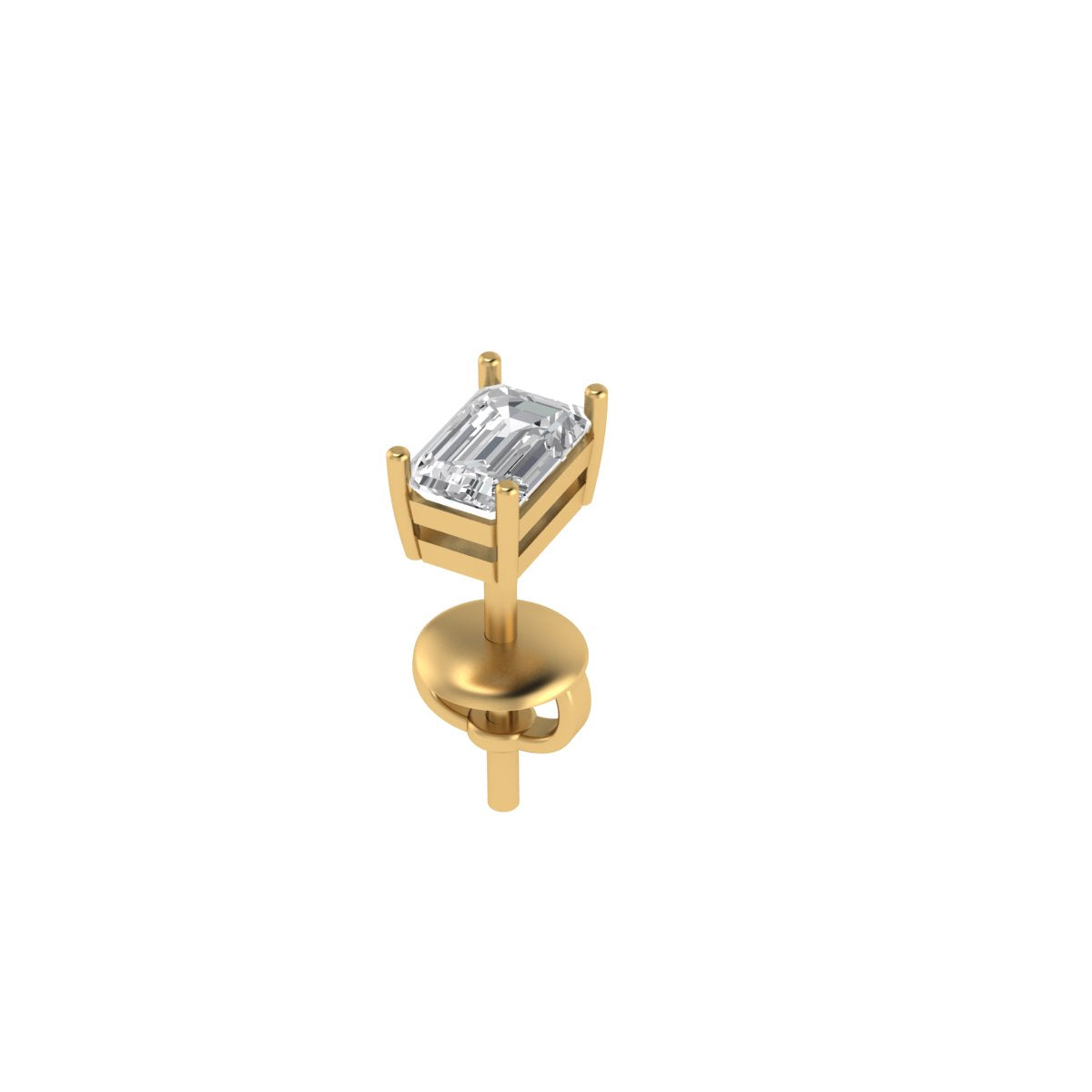 Four-Prong Emerald-Cut Lab Grown Diamond Stud