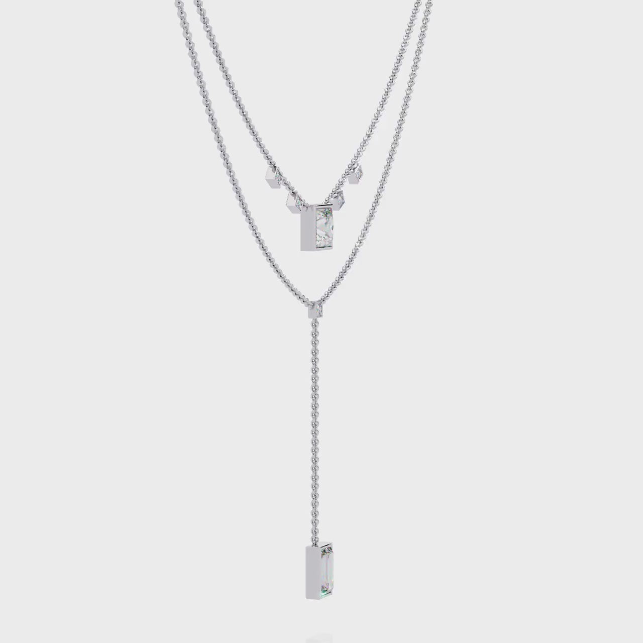 Princess Cut Diamond Y Necklace