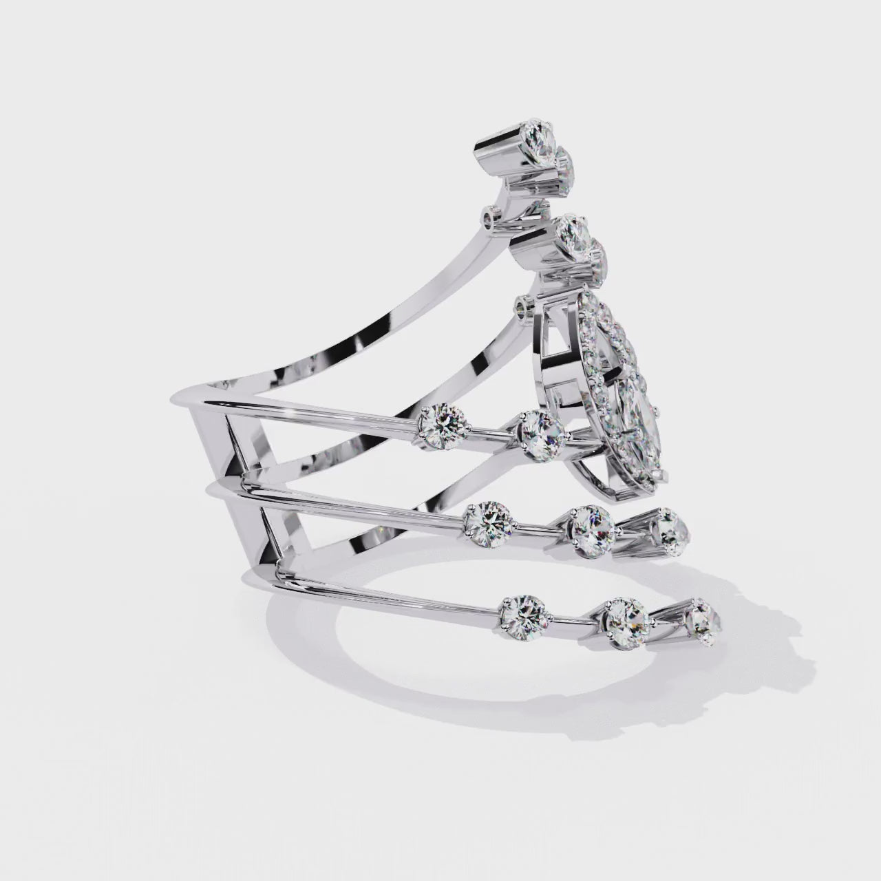Spiral Diamond Cascade Ring