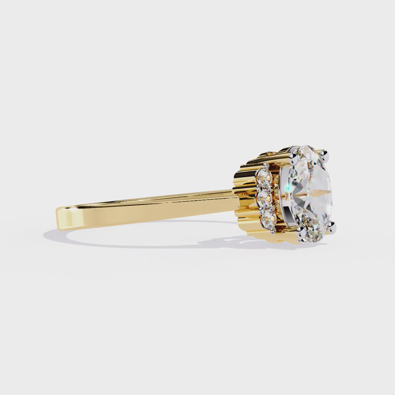 Vintage Inspired Oval Cut Diamond Ring