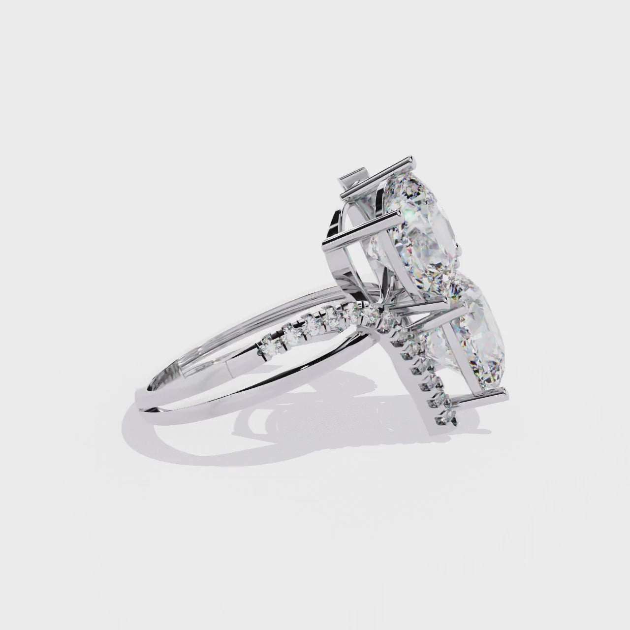 Double the Sparkle: Cushion Cut Diamond Bypass Ring