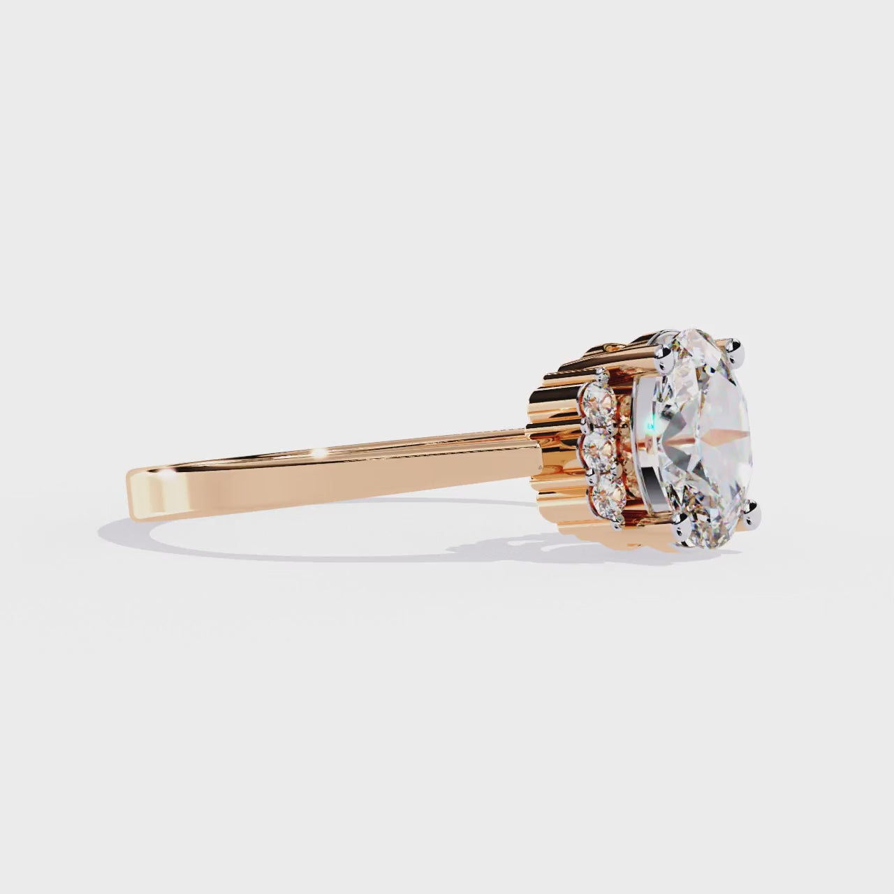 Vintage Inspired Oval Cut Diamond Ring