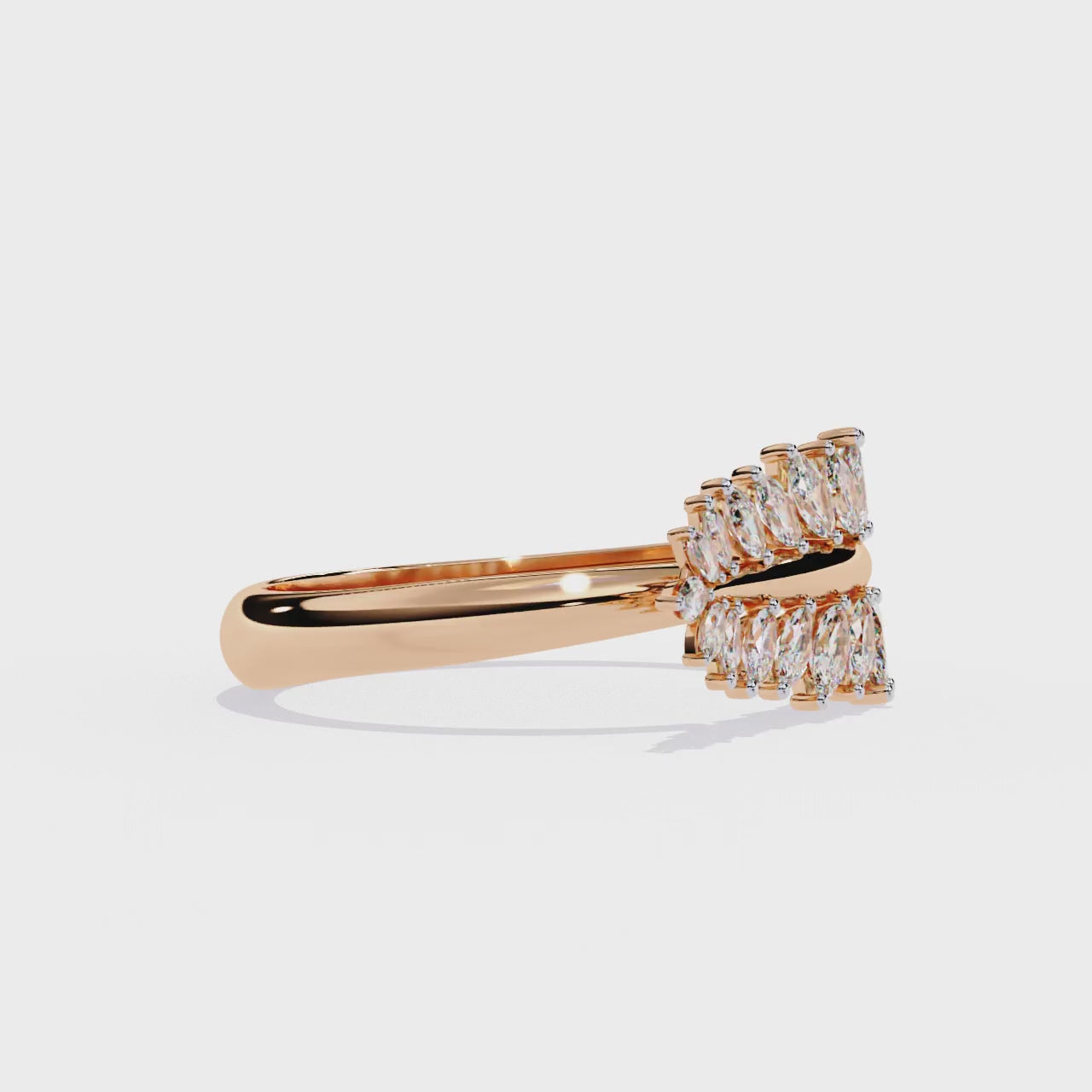 Nature Inspired Marquise Diamond Leaf Ring