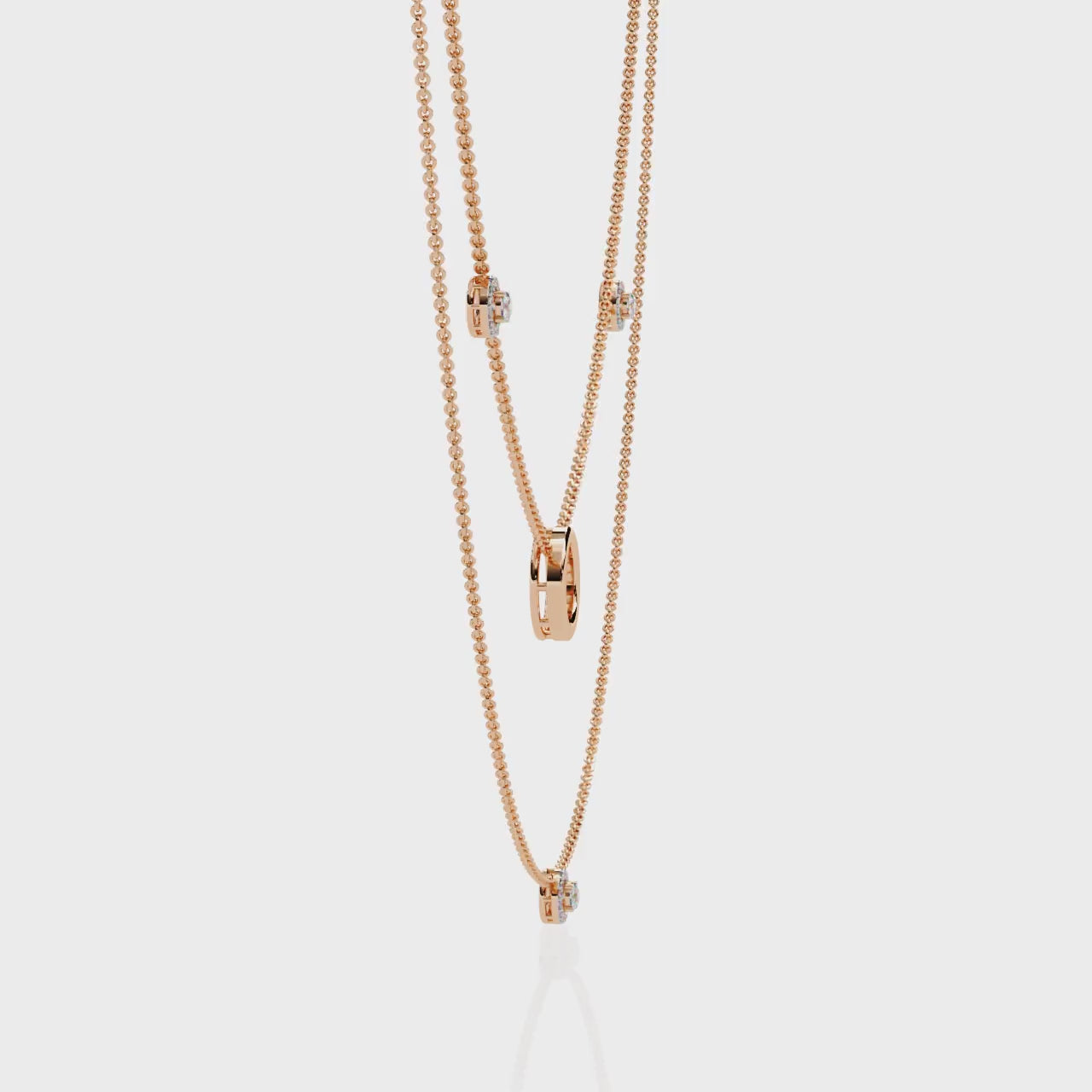 Dainty Gold Three-Strand Necklace with Circle