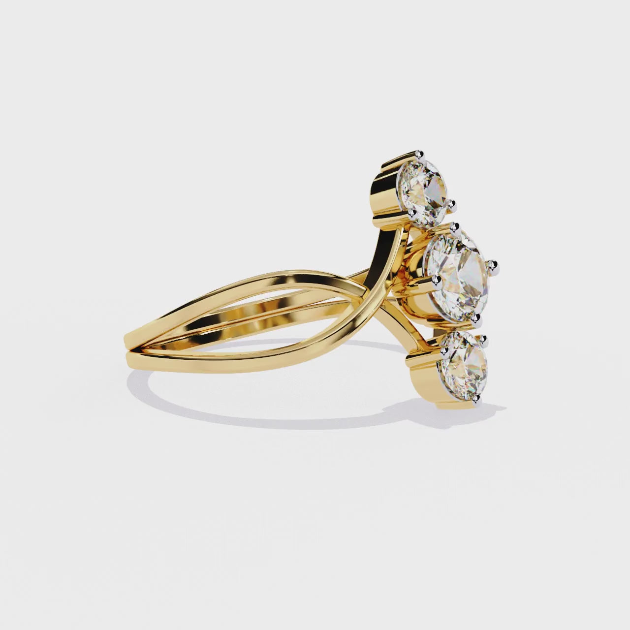 Golden Embrace Three-Stone Ring