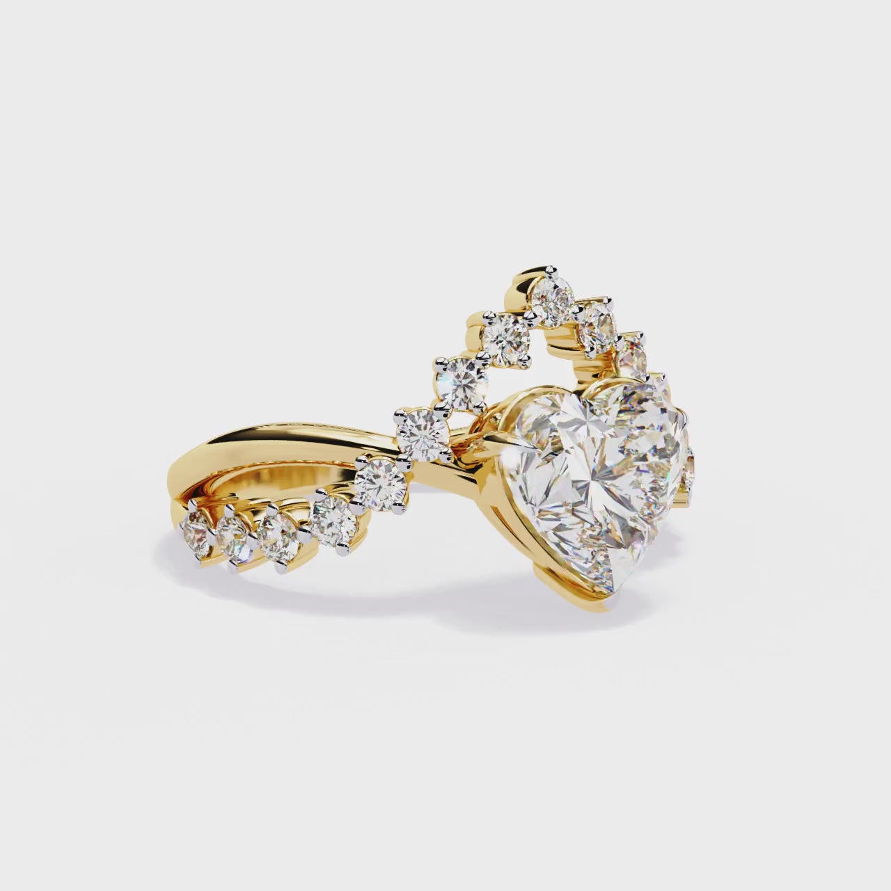 Unique Heart Crown Diamond Ring