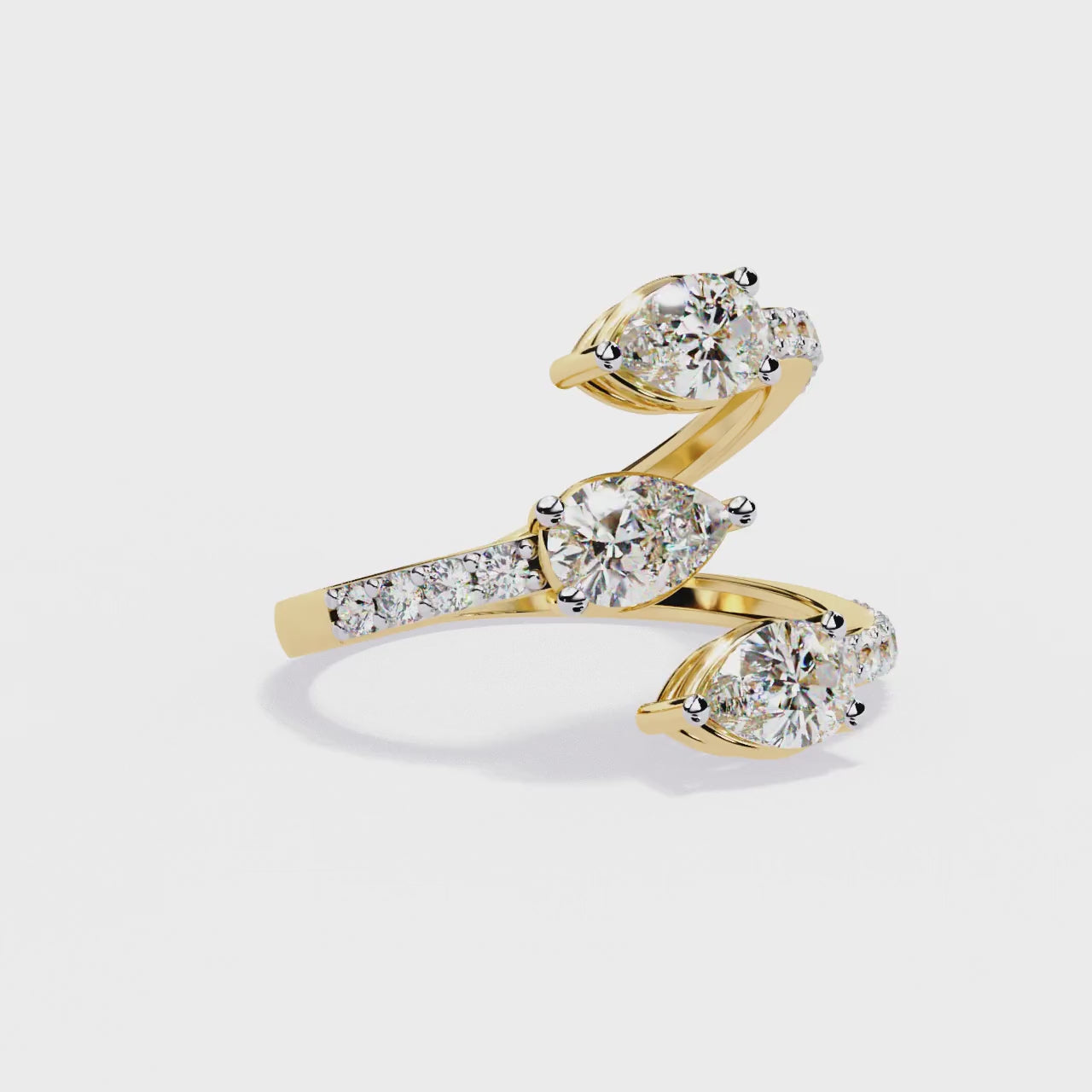 Pear and Round Diamond Twist Ring