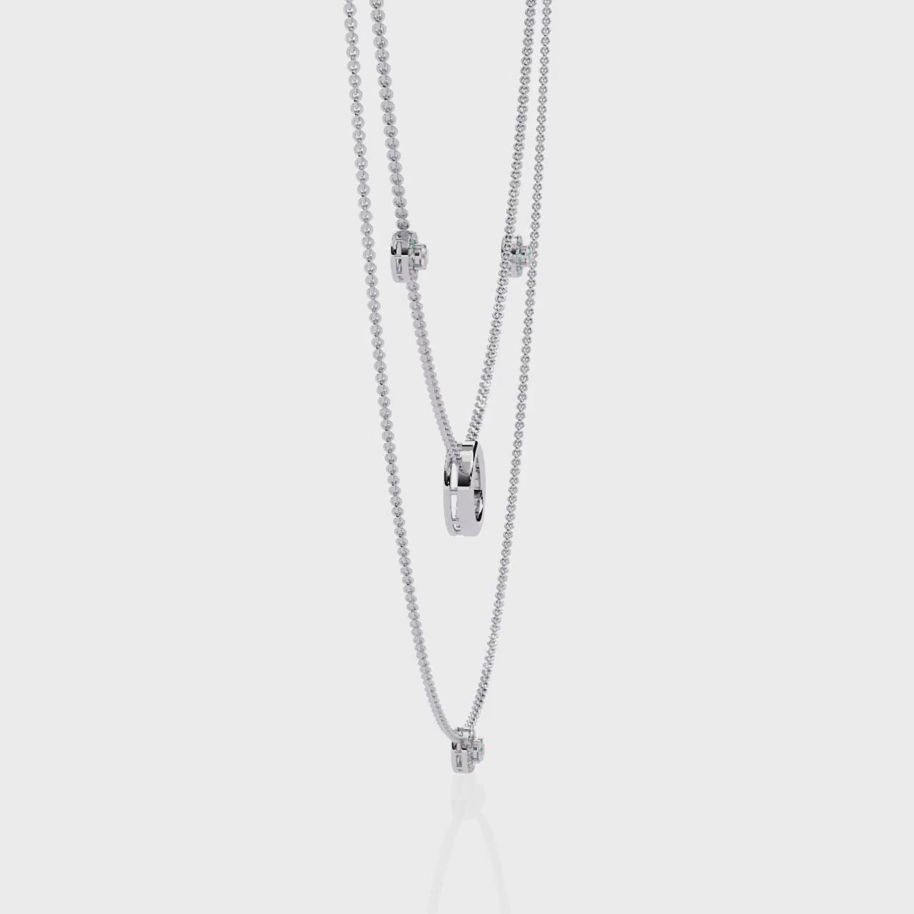 Dainty Gold Three-Strand Necklace with Circle