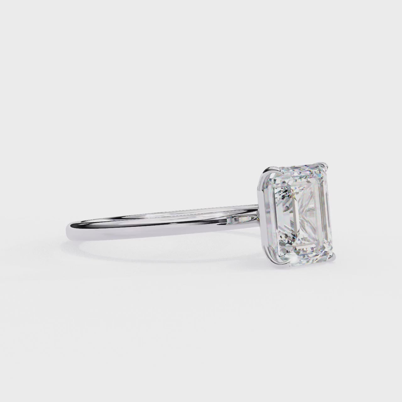 Elegant Emerald Cut Solitaire Diamond Ring
