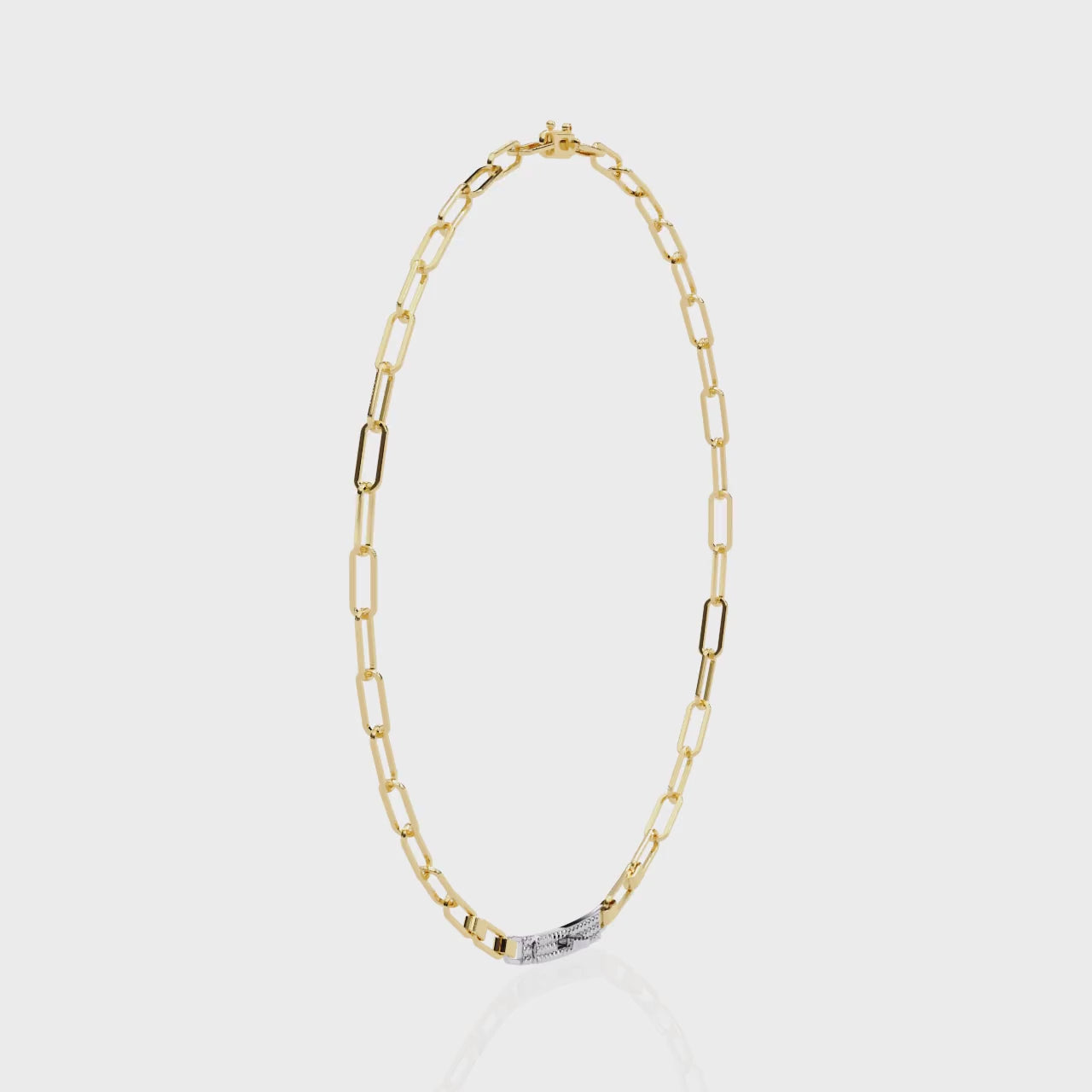 Modern Gold Link Necklace with Diamond