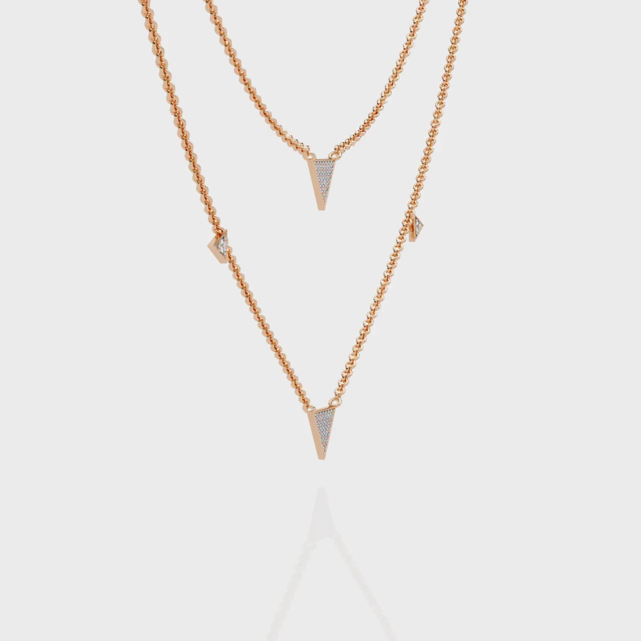 Delicate Gold Chain Necklace with Trillion Diamonds
