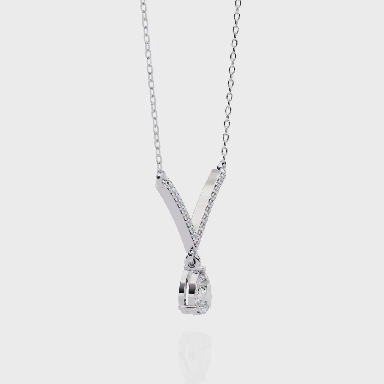 Pear Drop Diamond V Necklace