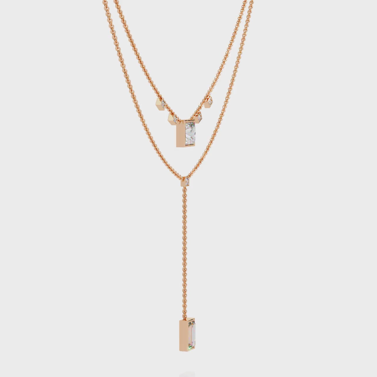 Princess Cut Diamond Y Necklace