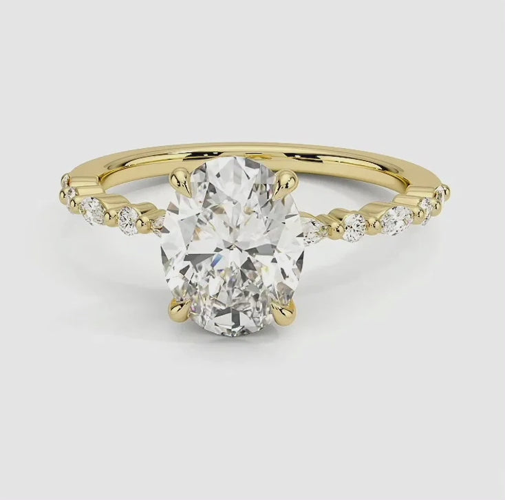 Alternate Round & Marquise with Oval Solitaire Ring