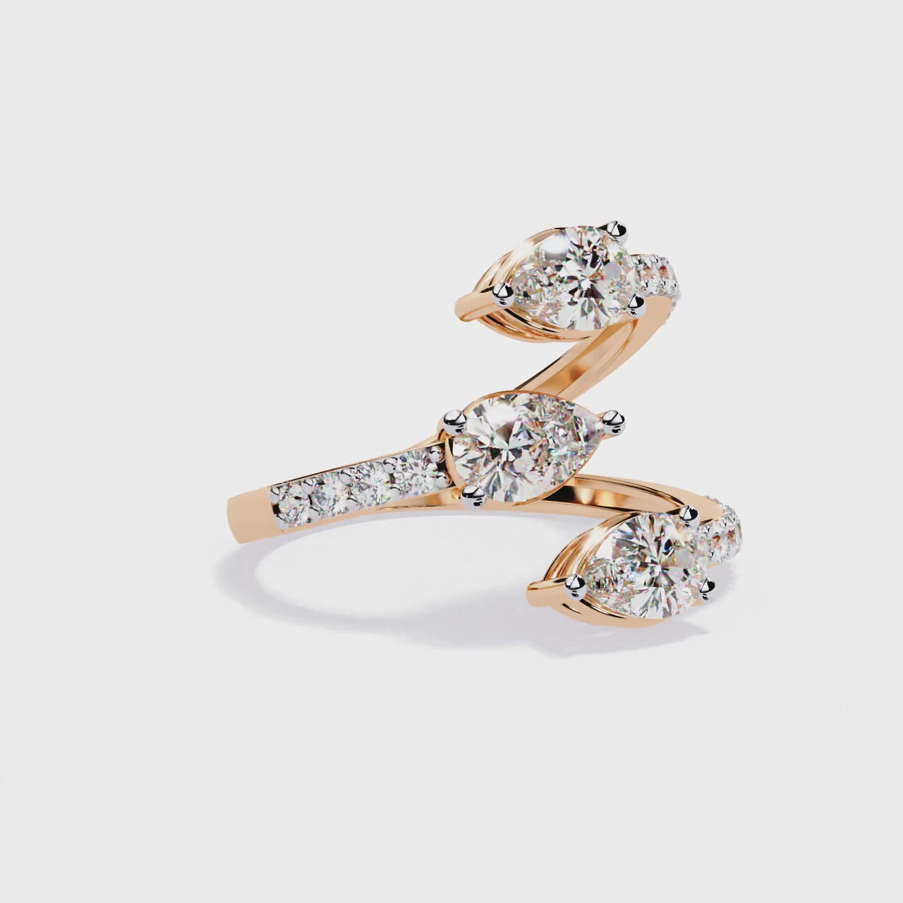 Pear and Round Diamond Twist Ring