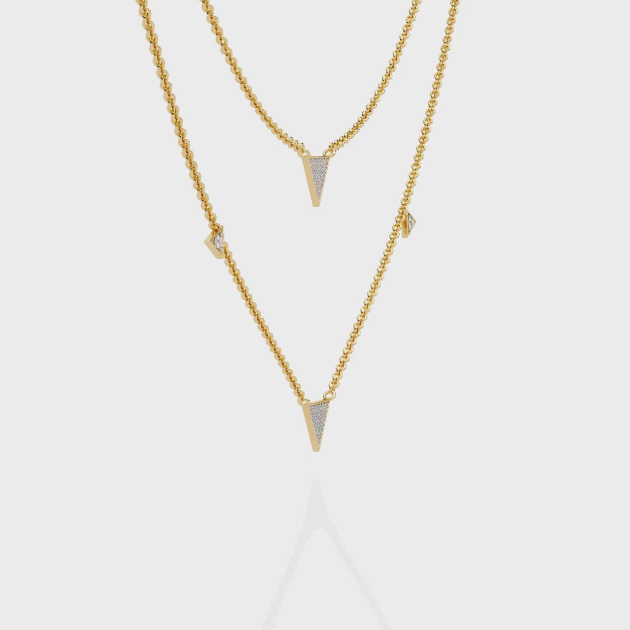 Delicate Gold Chain Necklace with Trillion Diamonds