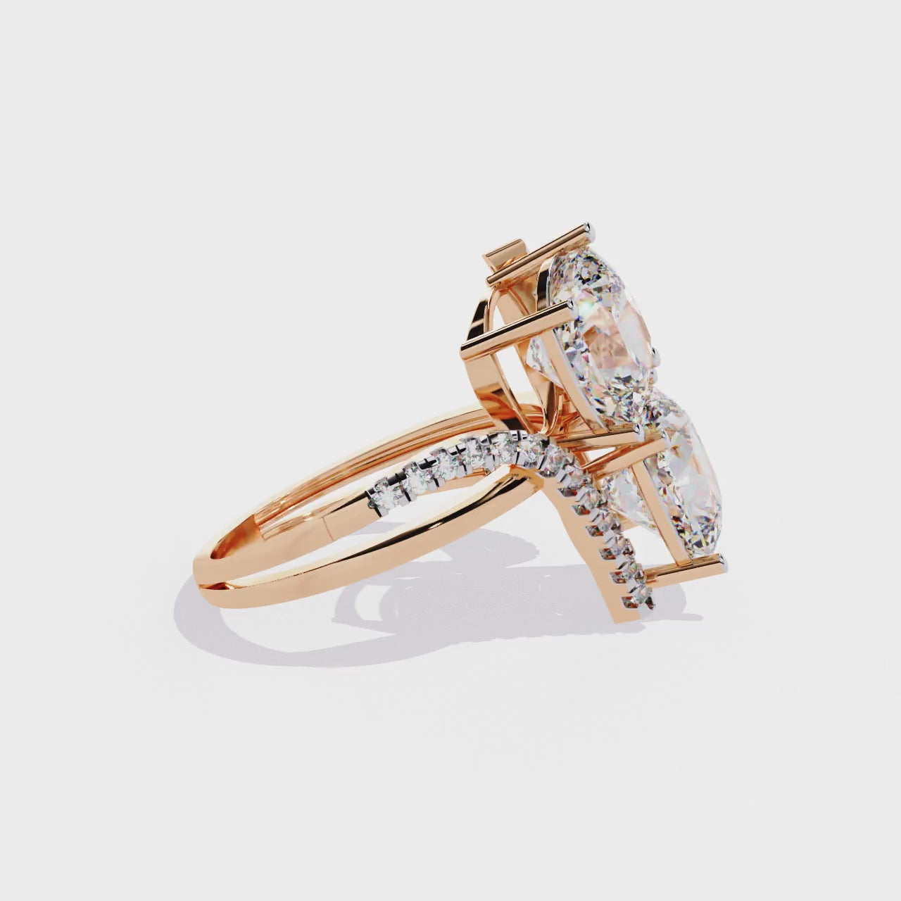 Double the Sparkle: Cushion Cut Diamond Bypass Ring